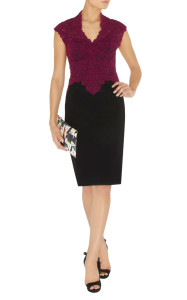 Karen Millen Beautiful Cotton Lace Pencil Dress Magenta
